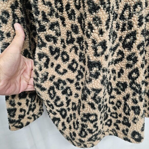 Maurices Brown Leopard Sherpa Jacket Pullover Casual Cabin Outdoor L - Picture 4 of 12